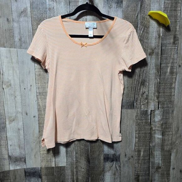 Oscar de la Renta Tops - Oscar De La Renta Orange Stripe Babydoll Tee